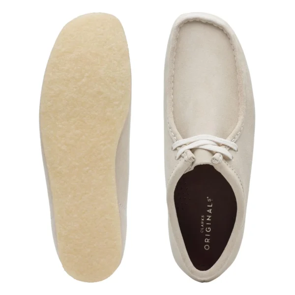 Clarks Wallabee Men's Shoes Off White Suede - Image 7
